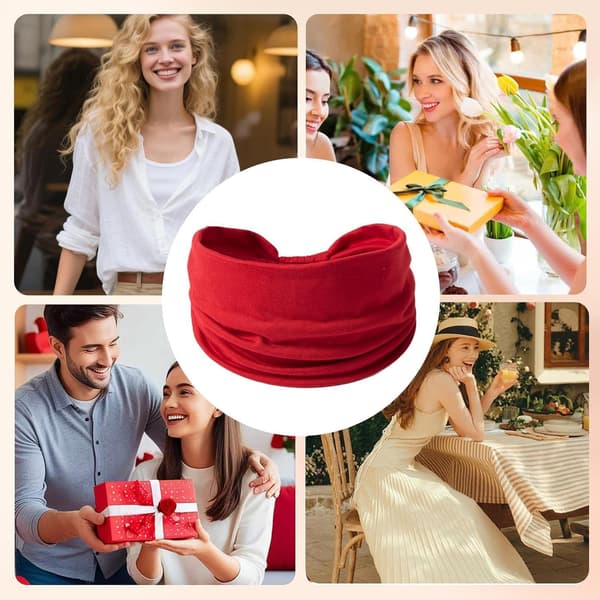Hårbånd - Myk Boho Knyttet Mote Hodebånd for Kvinner Jenter Bruk, Elastisk Hårkontroll Tilbehørssett | Komfortabelt Stoffdesign, [YJD] Red