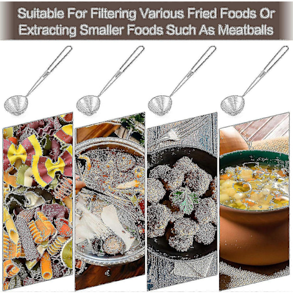 9 stk Fondue Si  Stainless Steel Køkken Si Med Håndtag Fint Masket Køkken Si Øse Si Skum Ske Til Grøntsager Grød