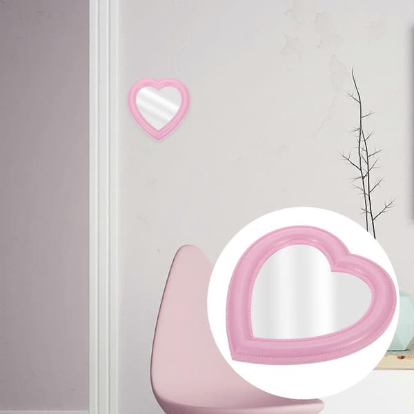 Väggmonterad sminkspegel för kvinnor 3 st rosa hjärtformad bordsspegel [YJD]
