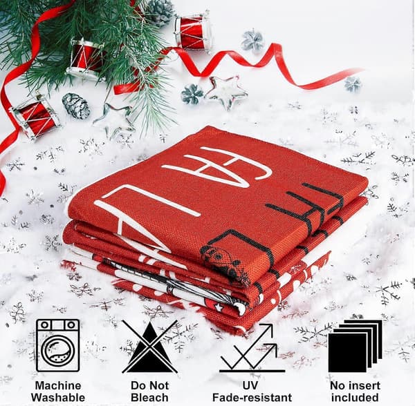 Julkuddöverdrag 45x45 cm set om 4, God Jul Vinter Dekorativa Kuddfodral 45 x 45 cm för utomhusbruk