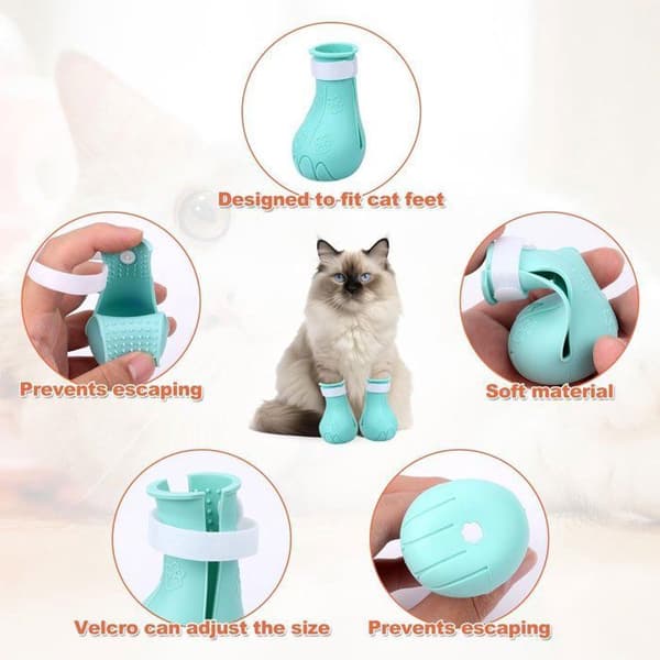 Anti-Scratch Silikon Katt tassskydd, 4-pack, Storlek 7 x 4,5 cm, Bad, Pälsvård, Rakning, Grön (YJD)