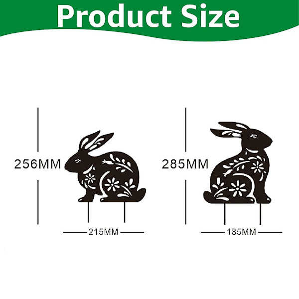 2 st Kanin Trädgårdsinsatser Metall Kanininsatser Metall Trädgård Kanin Dekorationer Statyer Kanin Silhuett  (YJD) Black