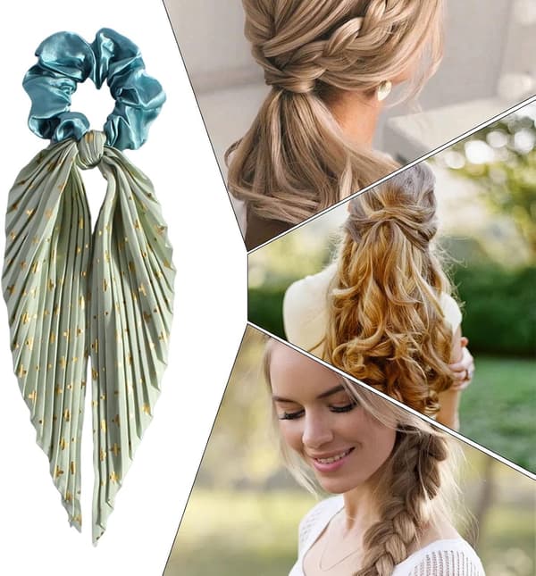 Scrunchies til tyndt hår - Ingen træk, hårelastikker til kvinder og piger, styling, modetilbehør | Bløde elastikker til hjem, kontor, rejser [YJD] light green