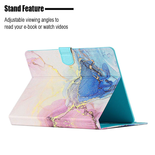 10 tuuman universaali personoitu maalattu marmorikuvioinen tikattu nahkakotelo vaaleanpunainen sininen marmori [HK] Multicolor Style C iPad 10.2 (2021)