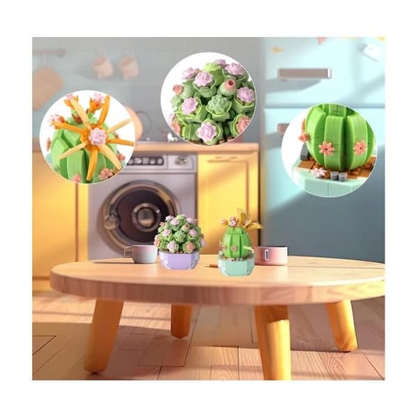 2 delar mini blombyggstenar suckulent växtbukett blombyggstenssats [YJD]