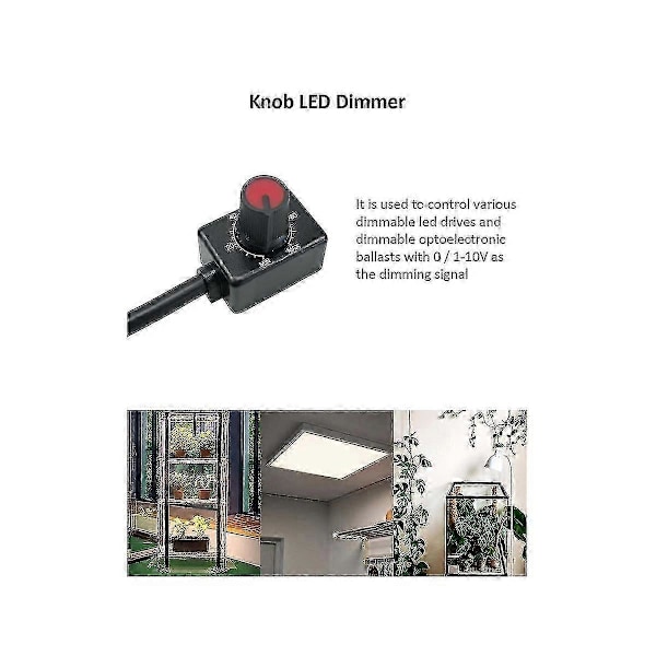 DC 0/1-10V Vred LED-dimmer, lågspännings passiv dimmer PWM-dimning för 0-10V eller 1-10V dimbara Elec[YJD] Black