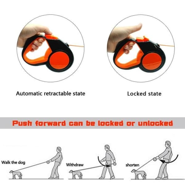(Grønn / 3m) Uttrekkbart hundebånd, automatisk uttrekkbart, laget av nylon, 3m, 5m, 8m (YJD)