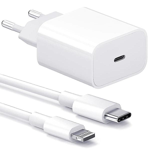 iPhone-oplader - Hurtig oplader - Adapter + Kabel 20W USB-C Hvid 4-pak iPhone  (YJD)