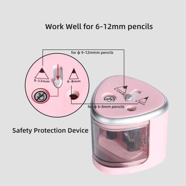 Elektrisk pennvässare - Dubbla hål - Rosa - Säker design - Bärbar ENEVAOCT (YJD)