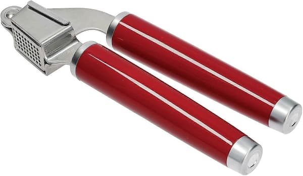 Hvidløgspresser, robust køkkenredskab i rustfrit stål, aftagelig kurv, Empire Red[YJD]