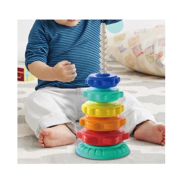 Spin Stacking Legetøj, Regnbue Spin Stabeltårn, Pædagogisk Spin Stabling Legetøj, Regnbue Stabelringe, Baby Stabellegetøj, Nem at bruge[YJD] Rainbow