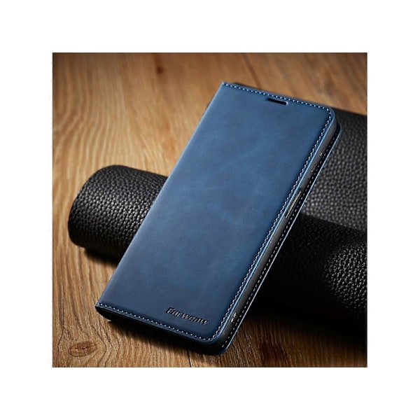 Samsung Galaxy A32 5G -kotelo, Premium PU-nahkakansi TPU-puskurilla, korttipidikkeellä, jalustalla, piilotetulla magneettisella iskunkestävällä läppäkotelolla [HK] Blue