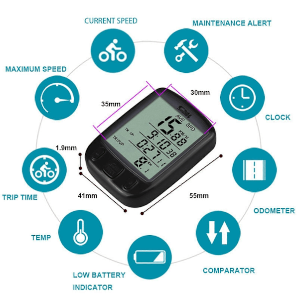 Cykelcomputer Vandtæt Speedometer Cykelcomputer Odometer[YJD] as shown