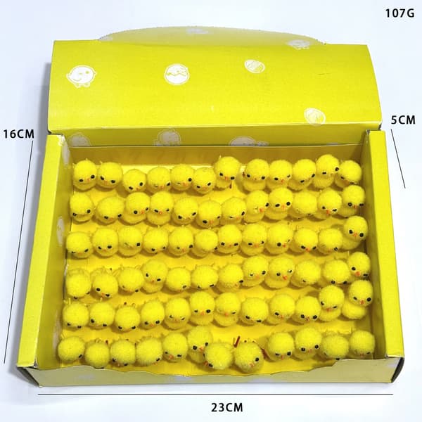 Påskharedekoration 72 cm hög gul bomullsfylld ball chicken] 72 pieces/box