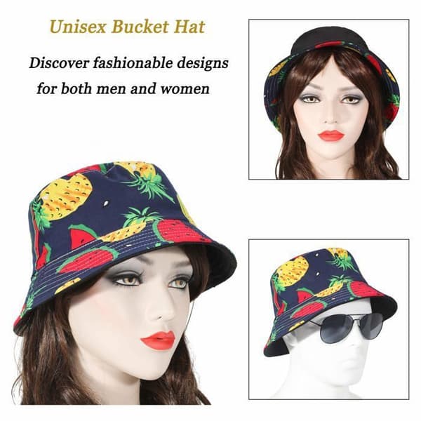 Vattenmelon Blå Bucket Hat - 1 Styck - Sommar Bomull Frukt - Fiskarkvinna (YJD)