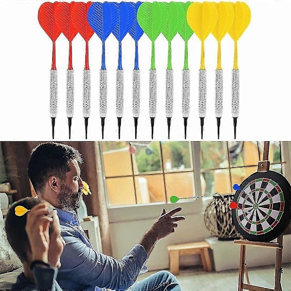 Dartset med 100 Extra Mjuka Spetsar, Säkra Mjuka Dartpilar (röd, gul, blå, grön) (12 st) [HK]