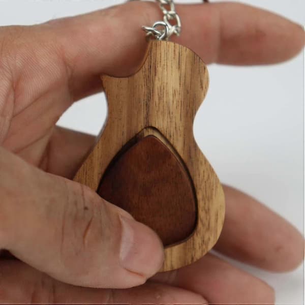 Sztxj gitarrplektrumbox med 1 träplektrum, kompatibel med gitarrbasmusikinstrument[YJD]