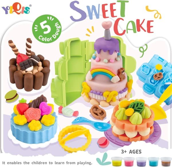 Play Doh sæt til børn 4-8 år med søde kagekreationer og 5 designs [YJD] Cake