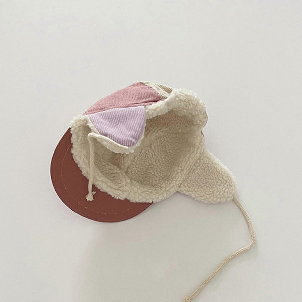 Trendig vintermössa för barn med mjukt foder Varm & trendig manchester baseballkeps Patchwork-mössa för barn för vinterpresent Gul[YJD] Light Purple