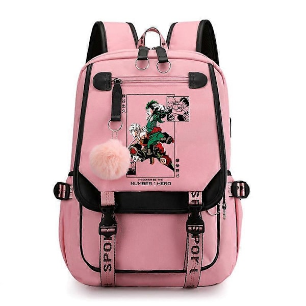 Anime My Hero Academia Bakugo Katsuki Deku Cosplay Ryggsäck Student Skolryggsäck Axelväska Laptop Reseryggsäck Dagryggsäck_v (YJD) Black