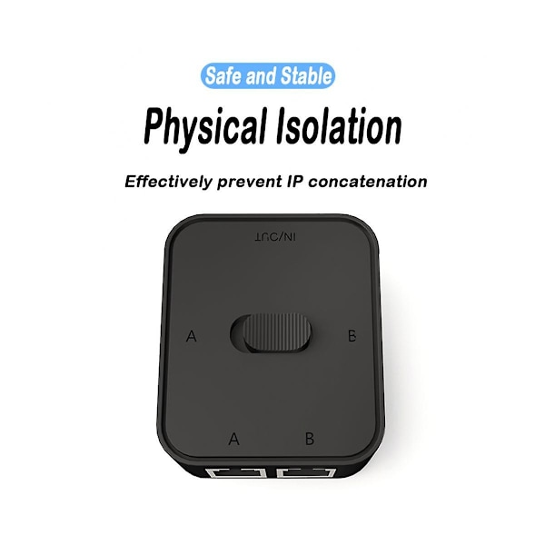 2 Portin Gigabit Verkkokytkin RJ45 Kytkin Verkon Jakaja Kaapelin Jatkojohto 2-suuntainen Ulkoinen Verkko Sw[HK] Black