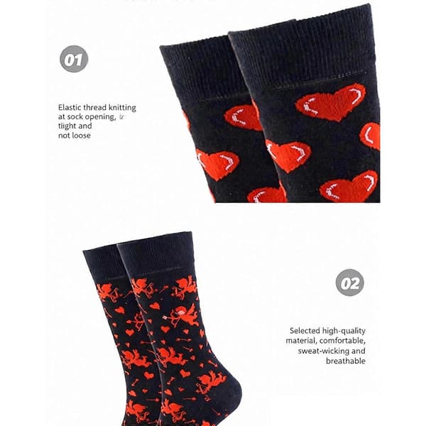 Kvinders Valentinsdag Knæstrømper med Hjerteprint Bomuldsstrømper til Hustru [YJD] Watermelon red One Size
