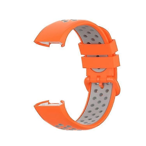 Til Fitbit Charge 4 / Charge 3 / Charge 3 Se Urknap To Farver Silikone Udskiftningsrem Urrem KHOF[HK] Orange Grey