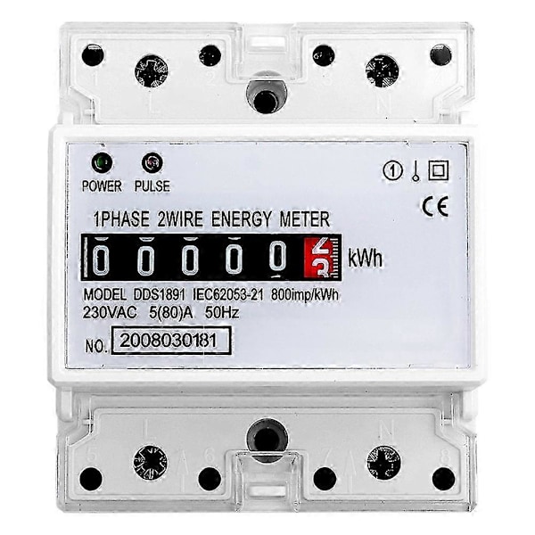 Enkeltfaset Måler DDS1891 Høj Nøjagtighed 4P LCD Elektricitets Skinne Energimålere 50Hz 230V[YJD]