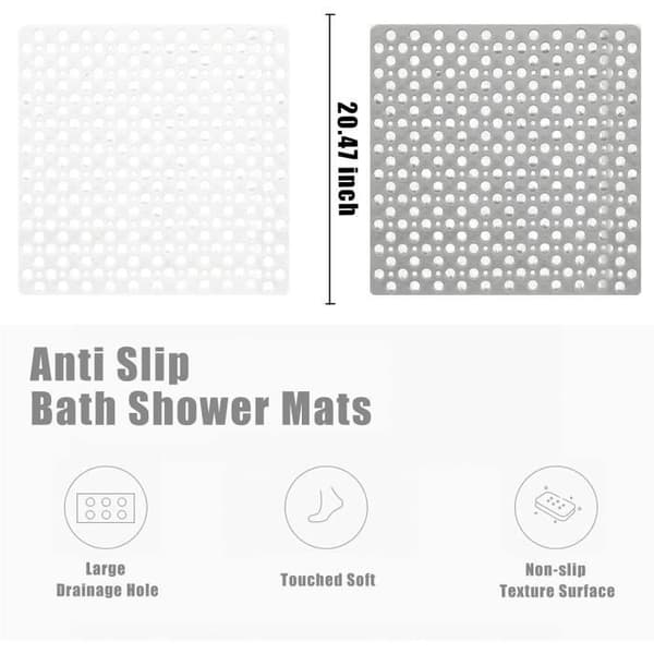 Halkfri badmatta - 53x53 cm - Maskintvättbar - Sugkopp - Vit White