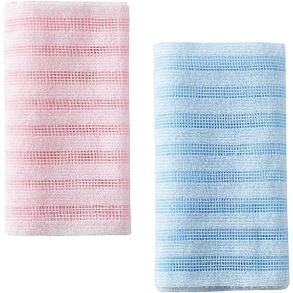 Exfolierande badhandduk - Ej specificerad - 2-pack - Blå och Rosa - Polyesterfiber - Dubbelsidig textur [YJD][YJD] Blue, Pink