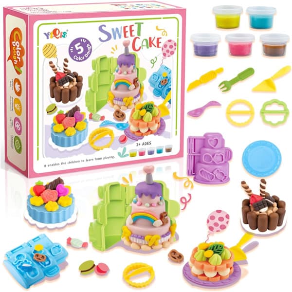 Play Doh sæt til børn 4-8 år med søde kagekreationer og 5 designs [YJD] Cake