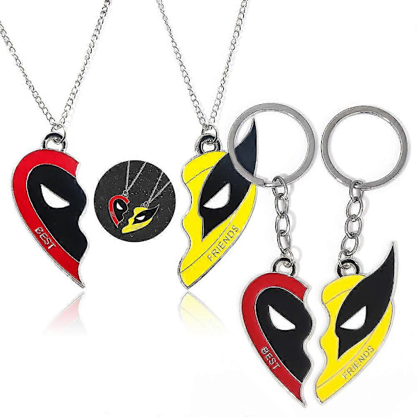 Wolverine Deadpool Bedste Venner BFF Nøglering Halskæde Mænds Legering Vedhæng Cosplay Nøgleringe Halskæder Gave (YJD) Keyring