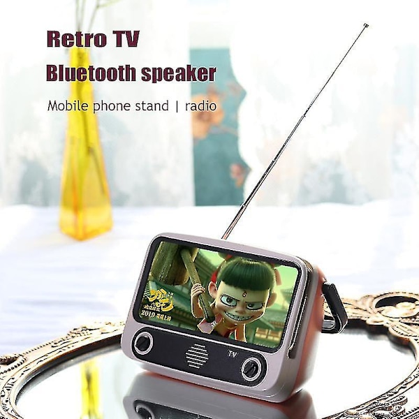 Tv300 5w Retro TV Mod Bluetooth Højttaler med Holder (YJD) Stardust