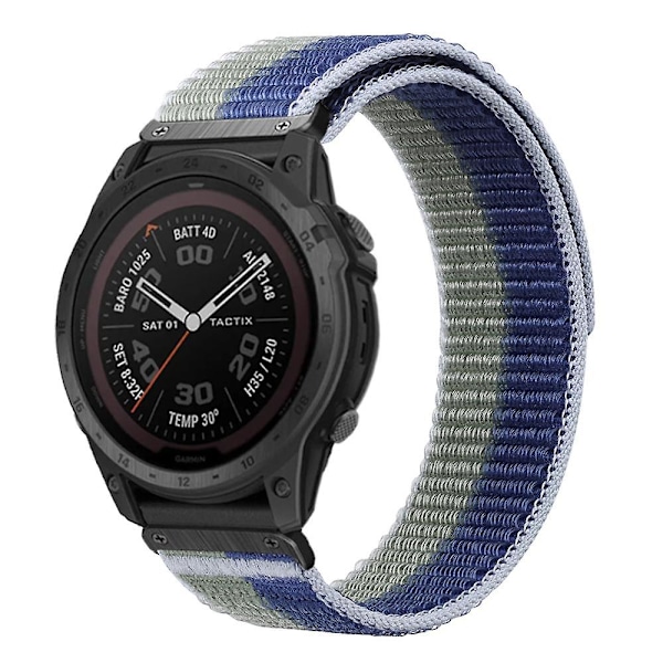 För Garmin Tactix 7 Pro/Fenix 7X/Fenix 6X Pro 26mm Nylon klockarmband Justerbart handledsband (YJD) Green Blue