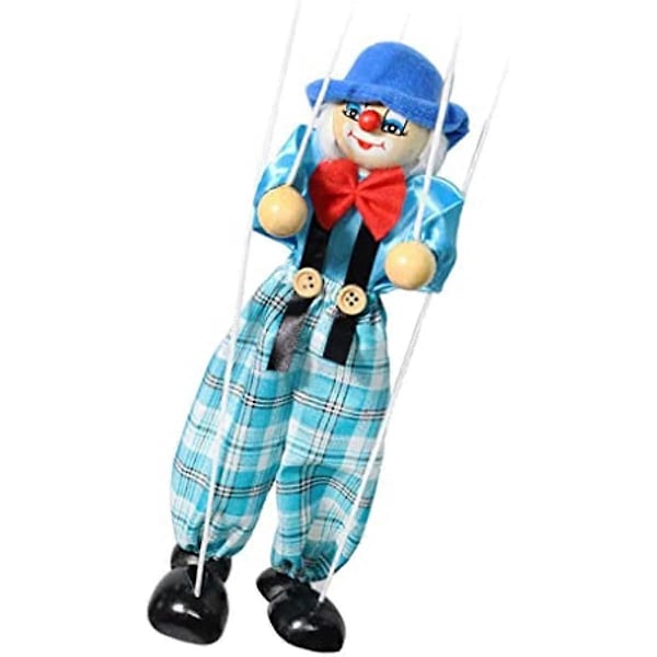 lmoikesz Dragdocka Träled Handmarionett Leksak Förälder-Barn Praktisk Övning Clown Hantverksleksak Hushåll [HK] Blue