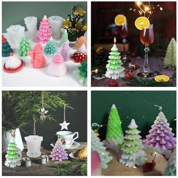 Ljusform - Jul - Silikon - 2 delar - Juldekoration - DIY-present white