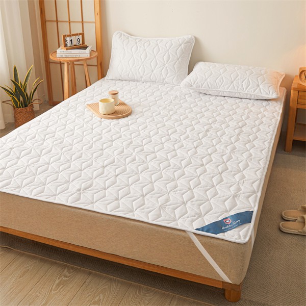 Vattentät Madrasskydd med Elastisk Band Quiltat Skyddspad Vintertäcke för Enkelsäng/Dubbelsäng 140/160 white Full 137x190cm
