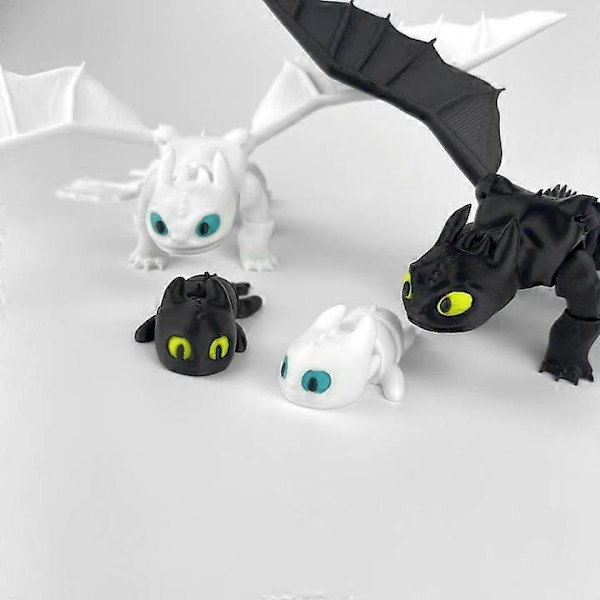 Tandlöse och Light Fury Familj 3D Figur Set - Draktränaren, 22 cm[YJD]