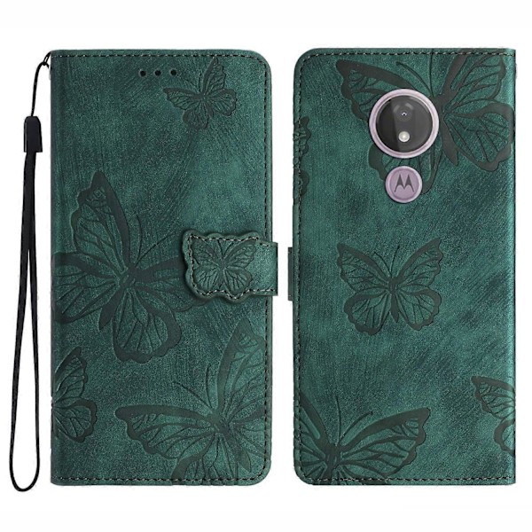 For Motorola Moto G7 Power Skin-touch PU Læderetui Butterfly Trykt Stativ Tegnebog Telefon Cover