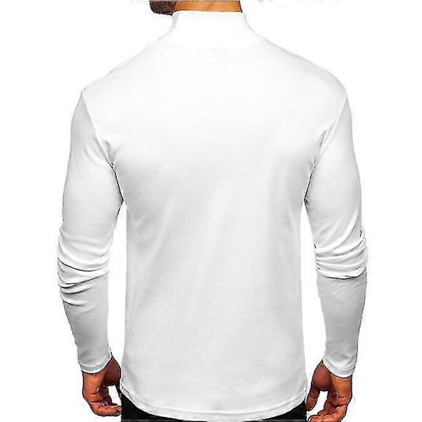 \"Herre Halv Høyhals Langermet Genser Topp\"[HK] XL white