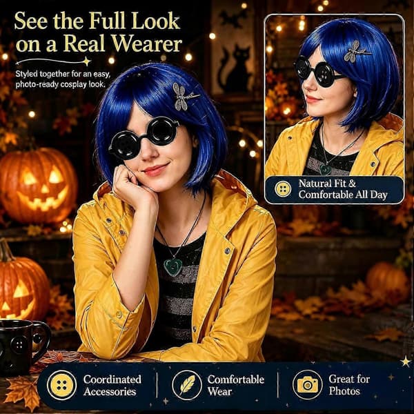 5-delt Halloween-kostymetilbehørssett for Coraline-cosplay[YJD]