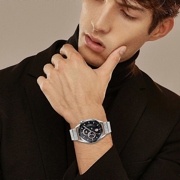 Huawei Watch GT Runner -kellon ranneke, metalliseos, strassikoristeinen hihna perhoslukolla [HK] Starlight