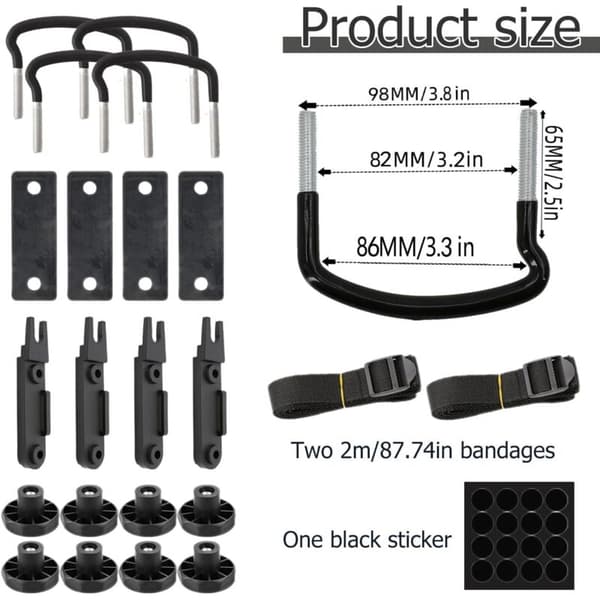 Universell takräckesmonteringssats för 4-pack takbox med U-format väggfäste och 8 starka spärrar[YJD]