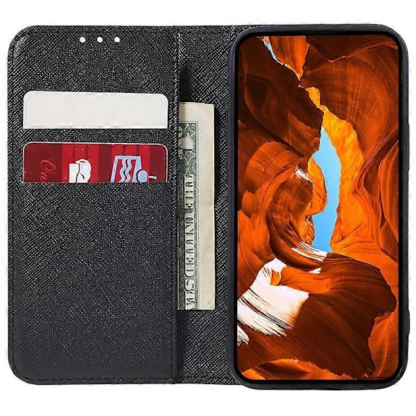 Honor Magic7 Lite 5G/ X9c 5G Kotelo Ristikkäinen Nahkainen Puhelinkuori Piilotettu Magneettikiinnitys[HK] Black