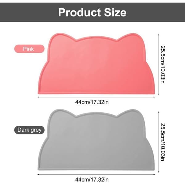 2 stk. små absorberende hundefodermåtter, 44 x 25,5 cm personlig hundefodermåtte, til kaniner (grå, pink) (YJD)