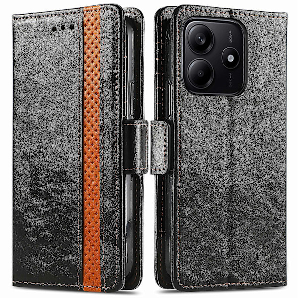 För Xiaomi Redmi Note 14 5G Fodral Ställ Plånbok Splitsad PU Läder Omslag[HK] Black