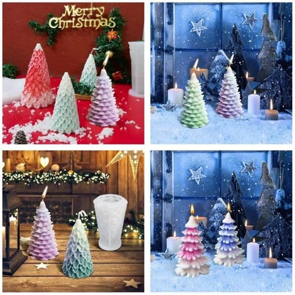 Stearinlysform - Jul - Silikon - 2 deler - Juledekorasjon - DIY-gave white