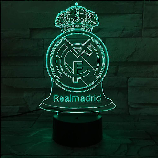 Wekity 3D LED Natlys Illusion Lampe 16 Farveændrende Dekorationslampe Perfekte Gaver Til Børn (hval) (Real Madrid) kk