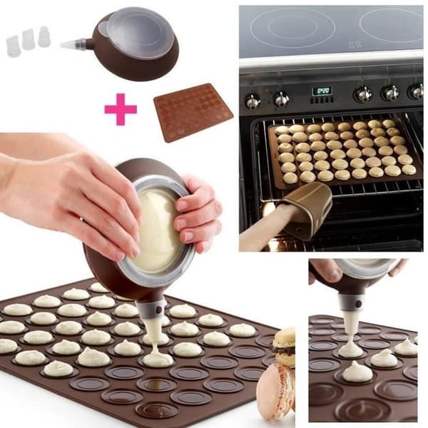 Macaron Bakningsset: Silikon Macaron Matta - 38.3x28.5cm | PLUS Fyllningsmunstycke Verktyg [YJD][YJD]