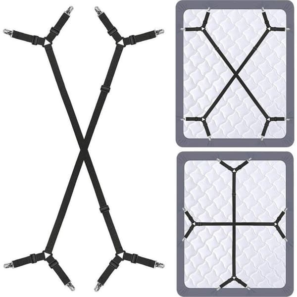 Sæt med 4 justerbare lagenstropper med metalklemmer, H0374 Label (YJD)